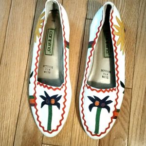 Carysma white leather palm tree loafers